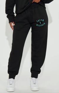 Black&teal 🖤🩵Tattd&BLESSED JOGGERS!!!