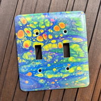 Double Light Switch Plate with Poured Paint Detail #211