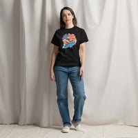 Image 4 of Retro Patriotic Surfing Sloth T-Shirt for Men and Women