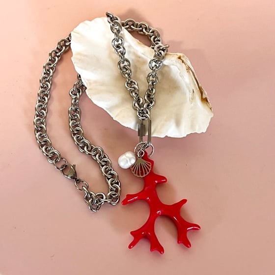 Image of Big Chunky Coral Necklace - Stainless Steel