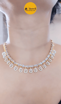 Image 2 of Julie Gold-Stunning American Diamond Necklace Set with Earrings 