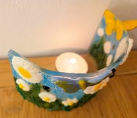 Image 2 of Fused Glass Daisy, Butterfly and Bee Candle Surround 