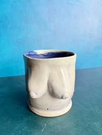 Image 1 of Blue and White Titty Tumbler No. 3