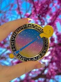 Image 3 of Dark Magical Circle & Magician Girl Wand Deluxe Hard Enamel Pin - 2.5 Inch