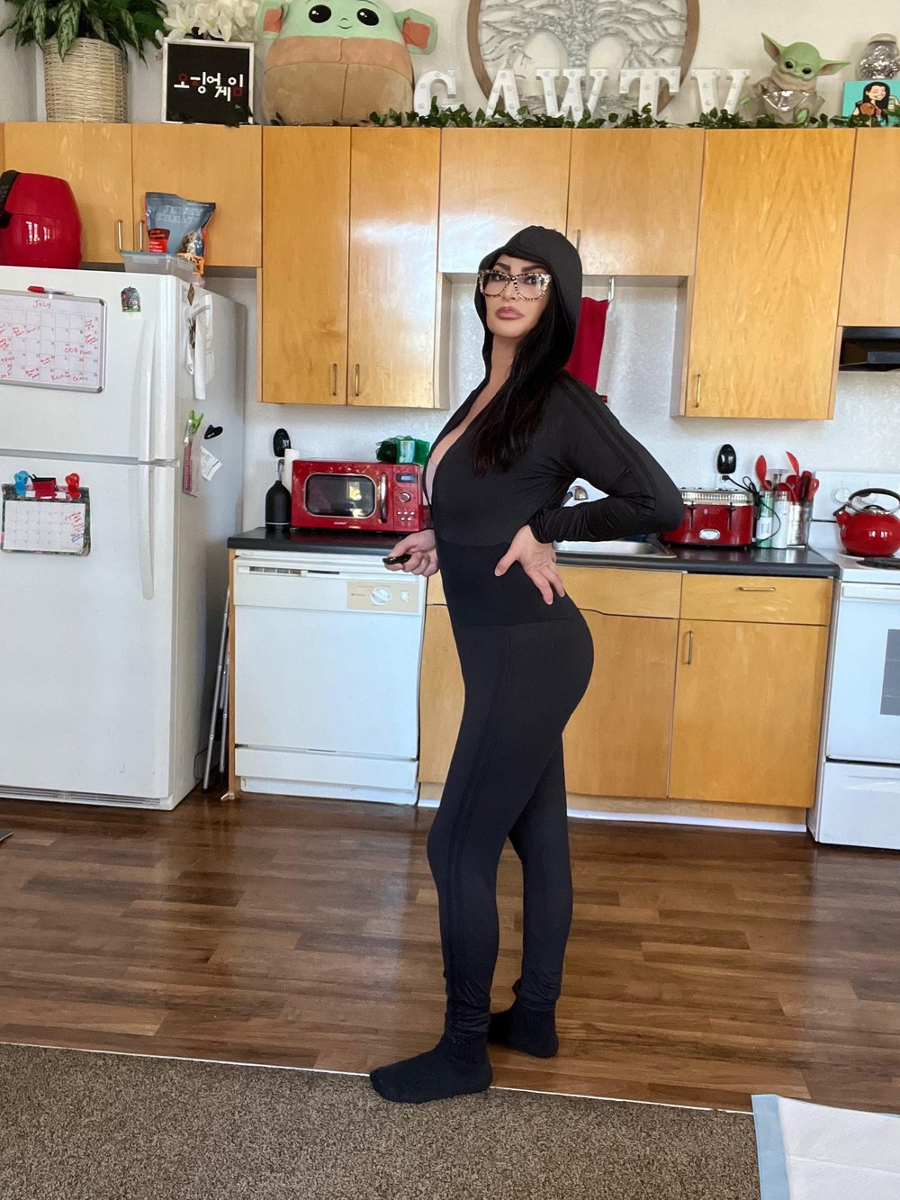 Worn Sexy Black Hooded Athletic Jumpsuit + Free Signed 8X10