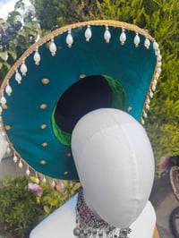 Image 6 of Dolly cowboy hat - recycled sari fabric green pink blue