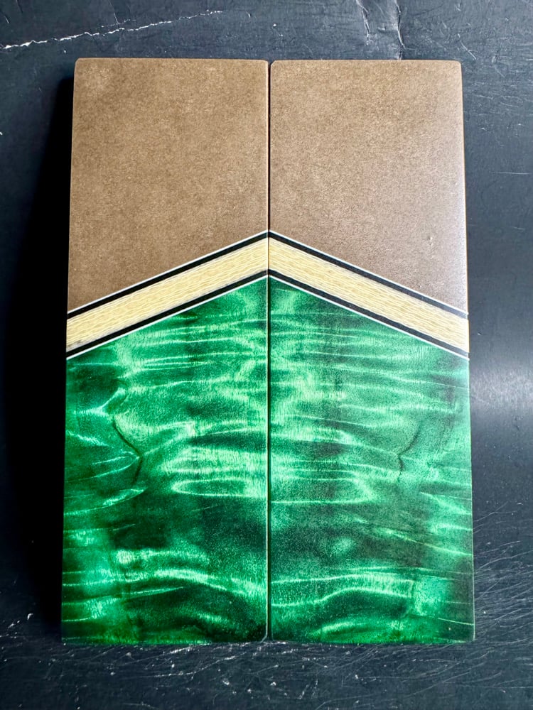 Image of Richlite Micarta & Curly Cottonwood Segmented Knife Scales