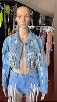 Image 1 of Ripped Shirt Denim Jacket 