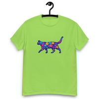 Image 1 of Unisex classic tee, Blue Floral Cat T-Shirt | Colorful Artistic Cat Graphic Tee