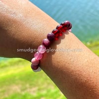 Image 3 of Garnet, Strawberry Quartz, Rhodonite, NEW* NEW* Rose Quartz & Moonstone Bracelet