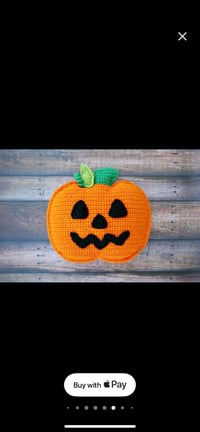 Image 1 of Jack-o’-lantern Pillows one black one orange & black small peep orange eyes 