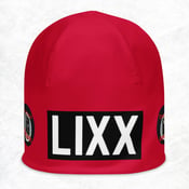 Image of LIXX - Richard Thomas - Deus Crux Records Logo - All-Over RED Print Beanie