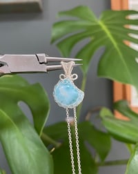 Image 1 of Silver Larimar Moon Crystal Necklace