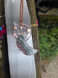 Image 1 of Electroformed Amethyst moon and stars necklace 02