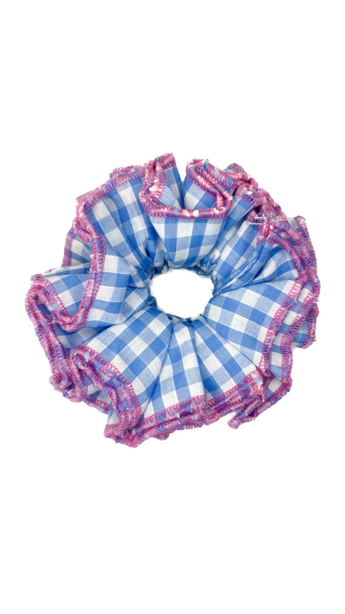 Blue Pink Gingham Scrunchie