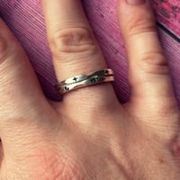 Image 3 of Two Stacking rings silver sunburst & retro star design.Celestial 50s vintage faceted Sterling rings.