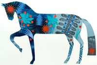Image 1 of Clint , a blue monoprinted and collaged horse