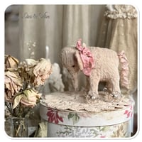 Image 11 of Handmade pink beige standing elephant on wheels