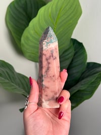 Image 1 of PINK AMETHYST TOWER WITH GREEN JASPER -BRAZIL- C