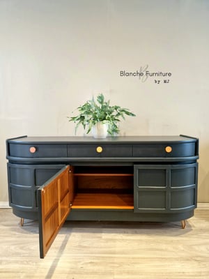 Image of Gorgeous Nathan Curved Sideboard in Dark Grey with copper