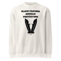 Image 1 of Women premium crew neck BLACK FEATHER sweatshirt