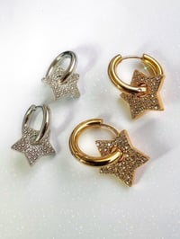 Image 4 of GEM STAR MINI HOOP EARRINGS 