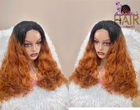 Image 1 of Ombré  gold curly synthetic wig