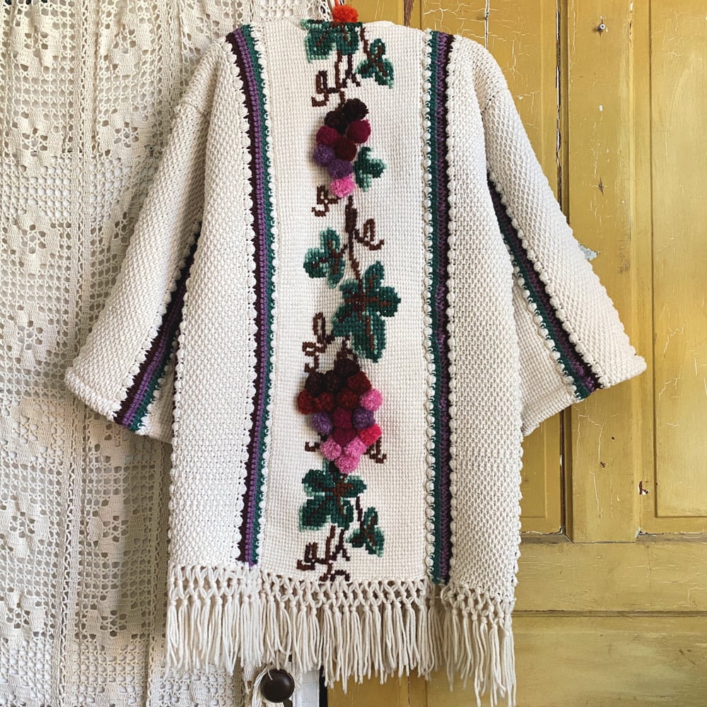 Image of Pom-Pom Grapes Granny Sweater