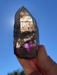 Image 9 of Smoky Amethyst Point With Siver & Red Rutile Inclusions #1972