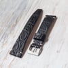 20mm Vintage Style Crocodile Strap In Black