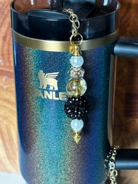 Image 1 of Wild Blooms Black, Cream and Gold Tumbler Straw Bauble