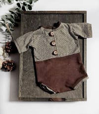 Image 2 of Newborn bodysuit for photo shoots| Andre | brown | photo props