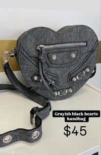 Grayish black hearts handbag 