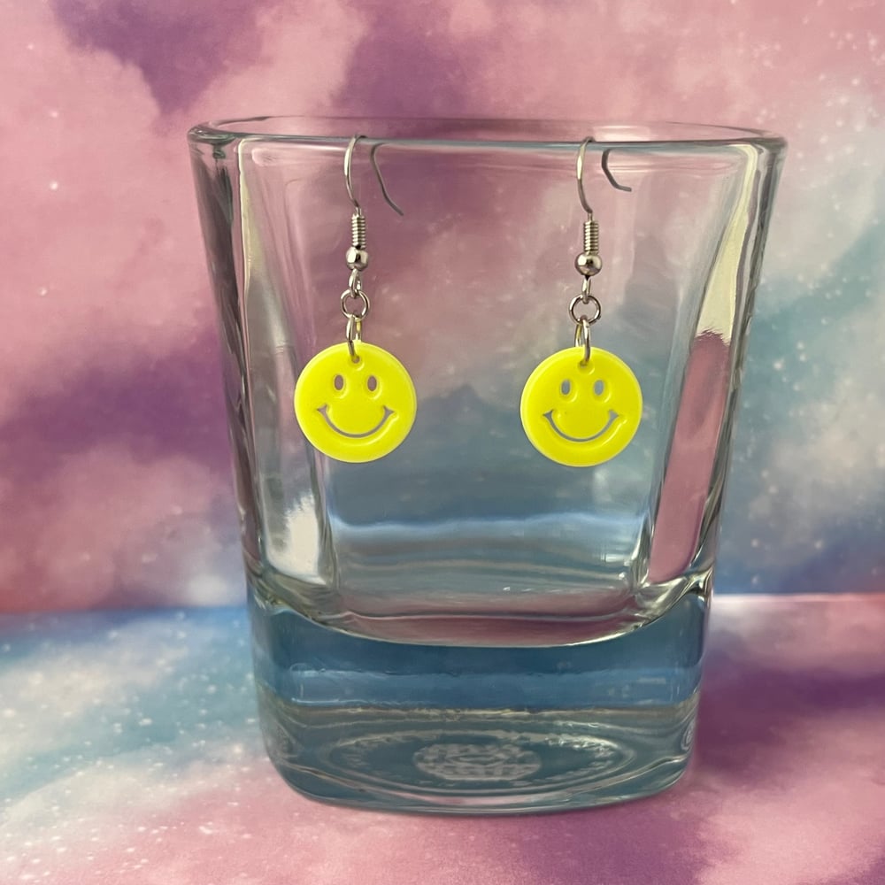 Image of Dainty Smile Face Earrings