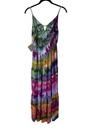 Image 3 of L Woven Tiered Lightweight Long Sundress in Tropical Agate Ice Dye