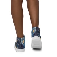 Image 3 of Celestial Constellation Night Sky Stars and Clouds Painting Women’s High Top Canvas Shoes