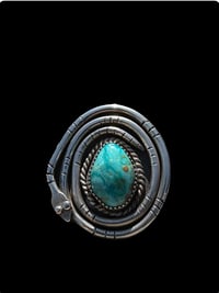 Image 2 of Ride the Sky Sterling Silver and Skyline Turquoise Swirl Snake Ring 6