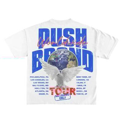 Image of World Tour T Shirt White & Blue