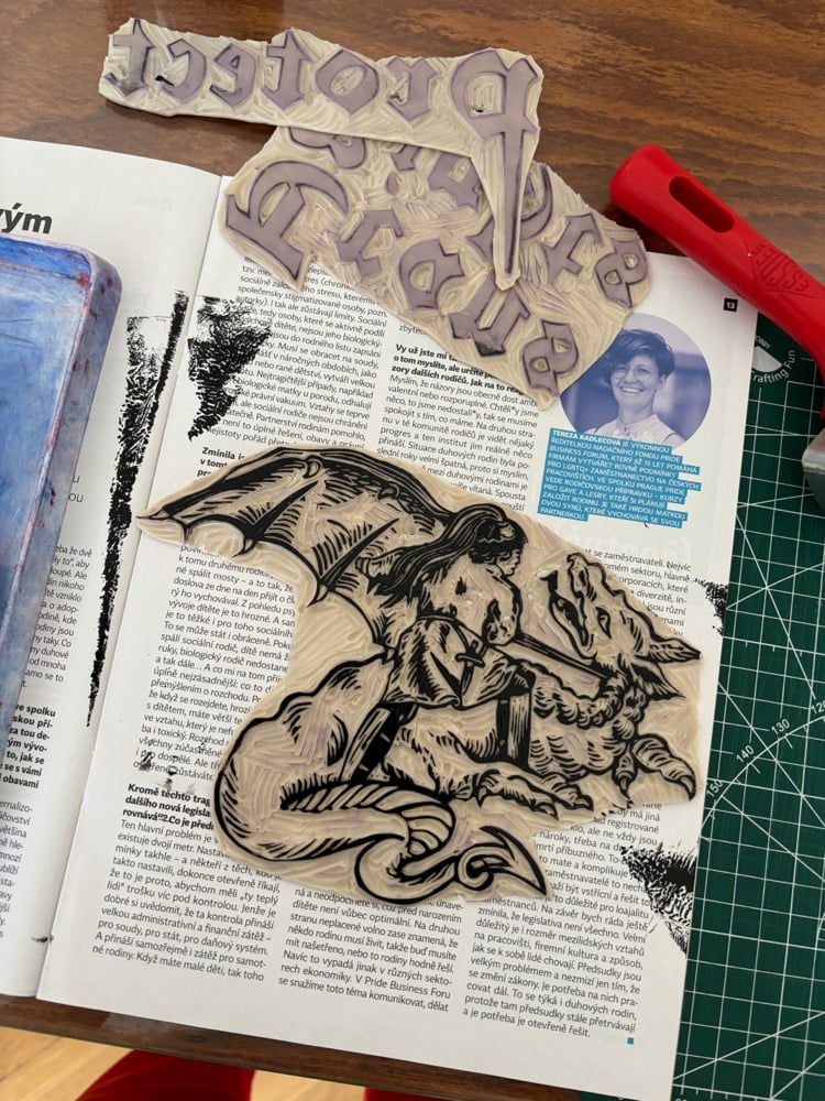 Image of Trans Rights Lino print