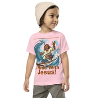 Image 5 of I Ride With Jesus Surfing Toddler Short Sleeve Tee