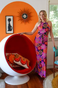 Image 4 of The Hostess Dress In Get Groovy Red and purple 
