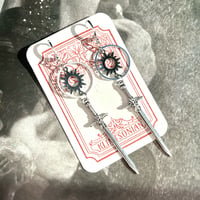 Silver Sun Sword Earrings