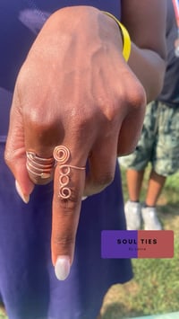 Image 3 of Copper Poetry Rings (3 Adjustable Rings) – Handmade Sculptural Stack Rings