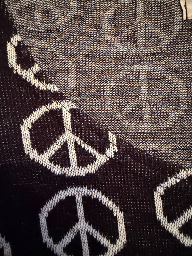 1967 Alvin Duskin knit rare PEACE dress vintage 60s