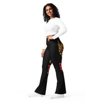 Image 5 of Black and Red Flare Leggings