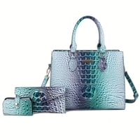 Image 11 of 3pcs Set Crocodile Print Tote Bag - Large Capacity, Women'S Fashion Handbag, Shoulder Bag And Purse