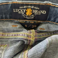 Image 5 of Lucky Brand Blue Denim Blossom Mini Skirt Distressed Size 8/29 Y2K