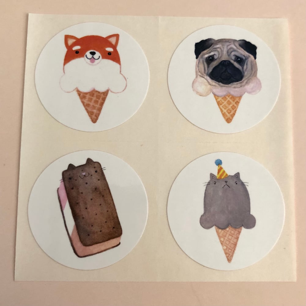 Image of animal ice cream stickers, volume 2 (small pack)