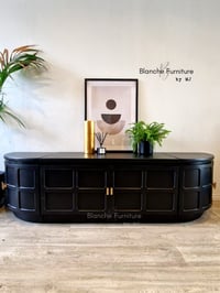 Image 1 of Long Curved Nathan Sideboard in Black with gold handles