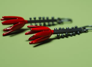 Image of Poppy Red Tulip Earrings (short)